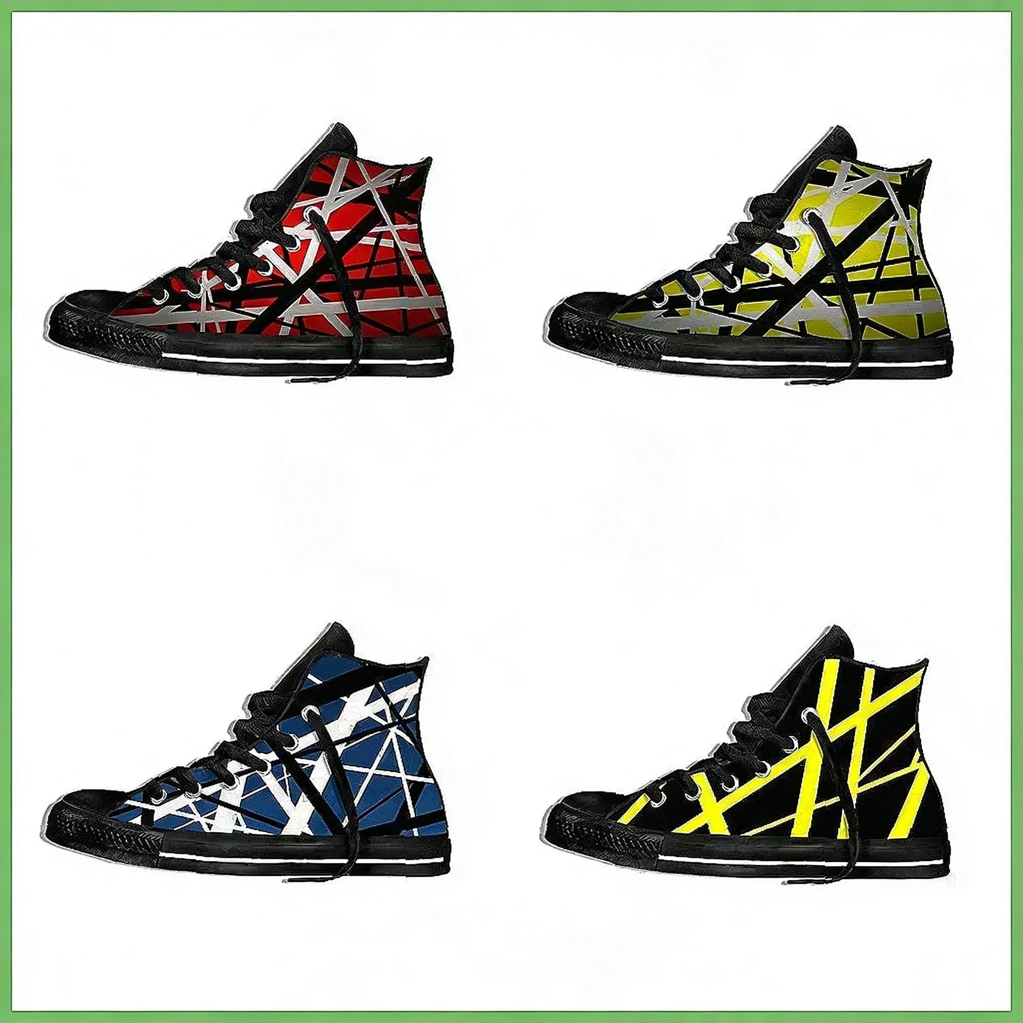 

EVH 5150 Stripes High-Top Sneakers, Lightweight Breathable Canvas Shoes for Men and Women, Rock Band Fashion Casual Wear