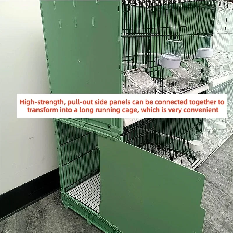 2 Tier Stackable Bird Breeding Cage Double Compartment Metal Pigeon Cage with Feeders & Drinkers