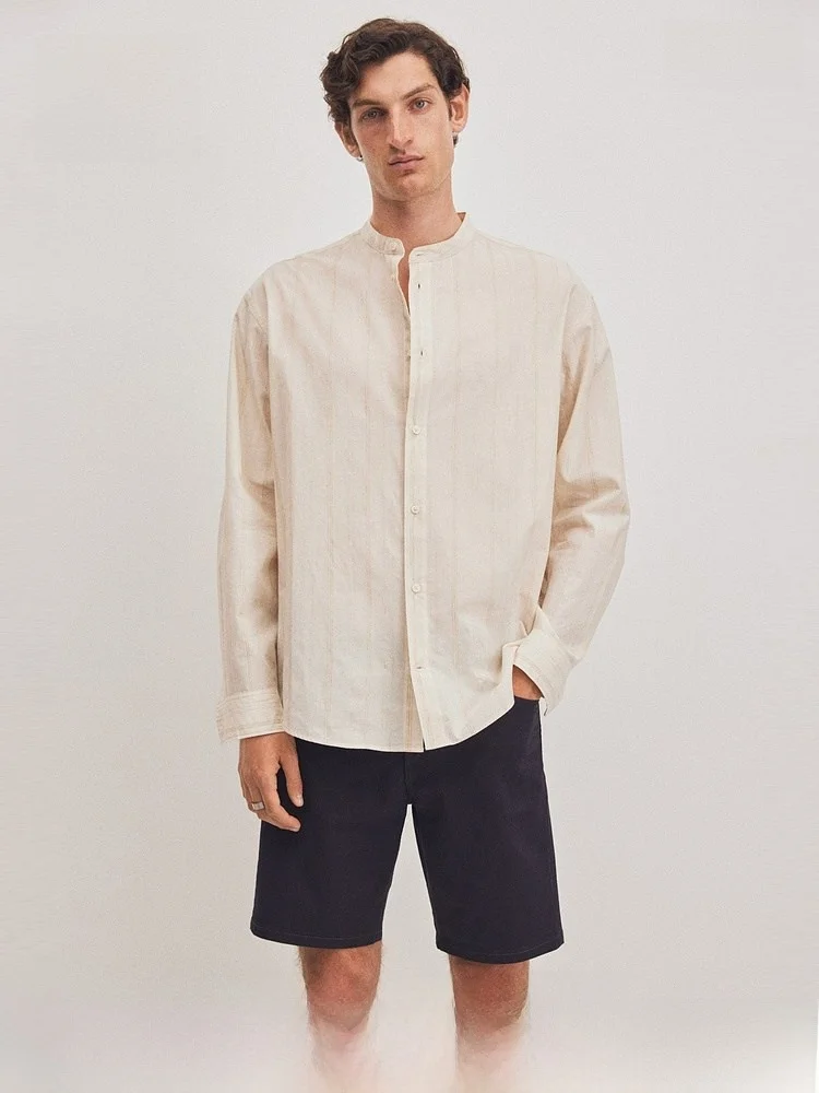 

H&M Men's ort Pants Stand Fit 5 ket Diagonal Cloth Casual Pants mid Waist Zipper Closure Cotton Polyester Blend