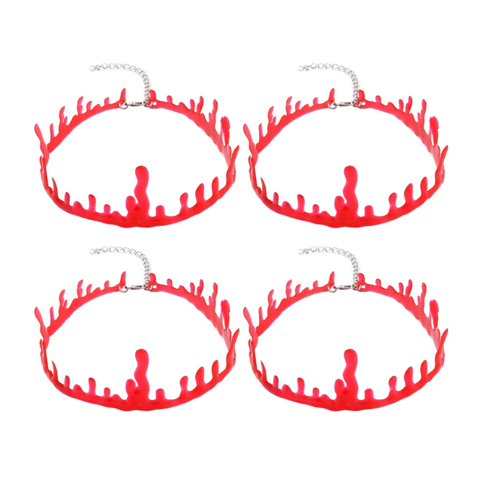 

6 pcs Bloody Necklaces Bloodstained Torque Chains Red Horror Halloween Costume Jewelry for Party Cosplay Accessory Gift