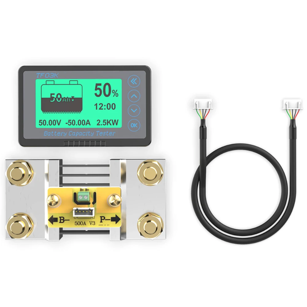 TF03K Coulombmeter 50A 100A 350A 500A Voltmeter Ammeter Power Meter RV Electricity Display Lead Acid Lithium Battery Monitor