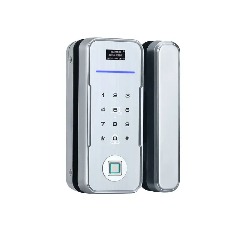 Office Glass Door Fingerprint Lock Without Opening Hole Single Door Password Lock with Frame Double Door Electronic Lock