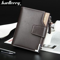 Baellerry Short Luxury Men Wallets Zipper Coin Pocket Card Holder Male Wallet Clutch Photo Holder Brand Man Purses Wallet