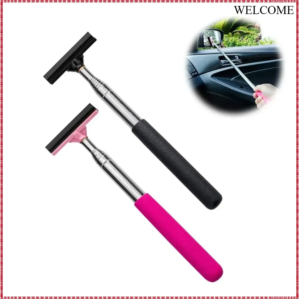 Portable Car Rearview Mirror Wiper Telescopic Auto Mirror Glass Cleaning Squeegee