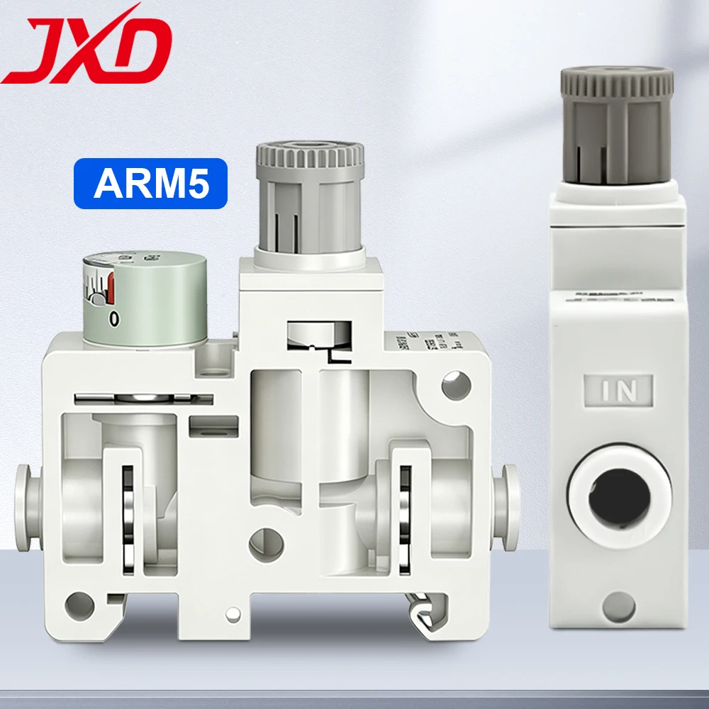 JXD Mini Pneumatic Manifold Regulator ARM5SA-06/08-A, Precision Pressure Regulating Valve for Centralized Air Supply