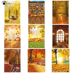 Allenjoy Autumn Fall Leaves Pumpkin Photography Background Thanksgiving Banners