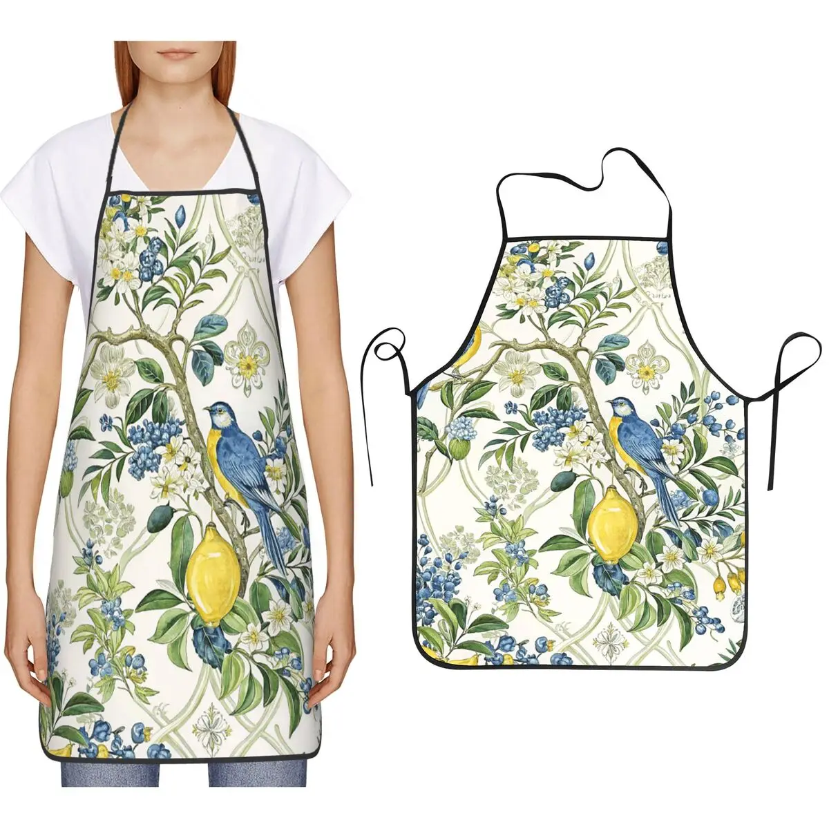 Summer Yellow Lemons Pattern Apron Chef Cooking Baking Tablier Sleeveless Bib Kitchen Cleaning Pinafore for Women Men Painting