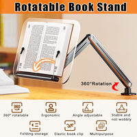 360 Degree Acrylic Rotating Reading Stand for Reading Adjustable Cookbook Stand Recipe Book Holder for Laptop Tablet Recipe