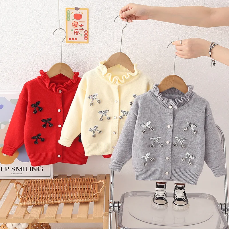 

Girls' Knitted Cardigan Autumn Wear Arrivals: Stylish Young Girls' Autumn Collection Korean Style Children's Cardigan Knitwear