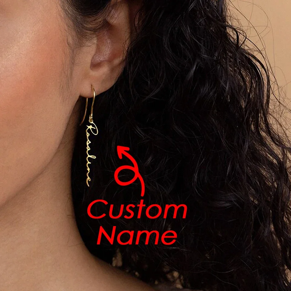 women Customized Name Pendant Earrings for Women Golden Color Personalized Letter 316 Stainless Steel Earrings Dropshipping