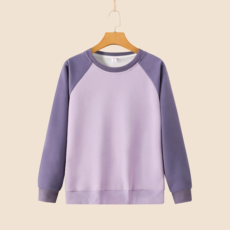 Jerséis holgados de manga larga con cuello redondo para mujer, Tops informales que combinan con todo, Color de contraste de empalme, moda de talla grande, primavera y otoño