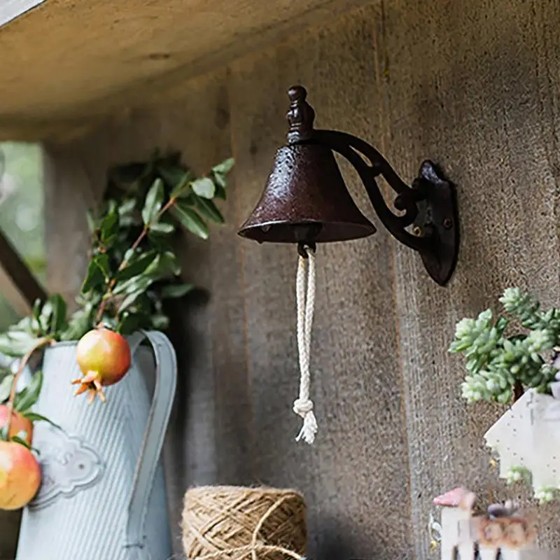 Винтажный дверной звонок, сверхмощный чугунный настенный дверной звонок в стиле ретро, деревенский ручной встряхивающий ужин, декор для дома и сада