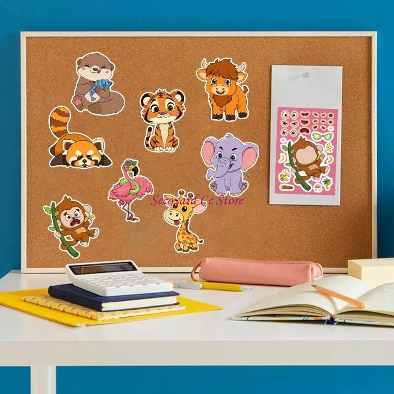 N3UC 8Pcs Adorable Character Peels Off Stickers Tablets Skin Upgrades Creative DIY Craft Project Material