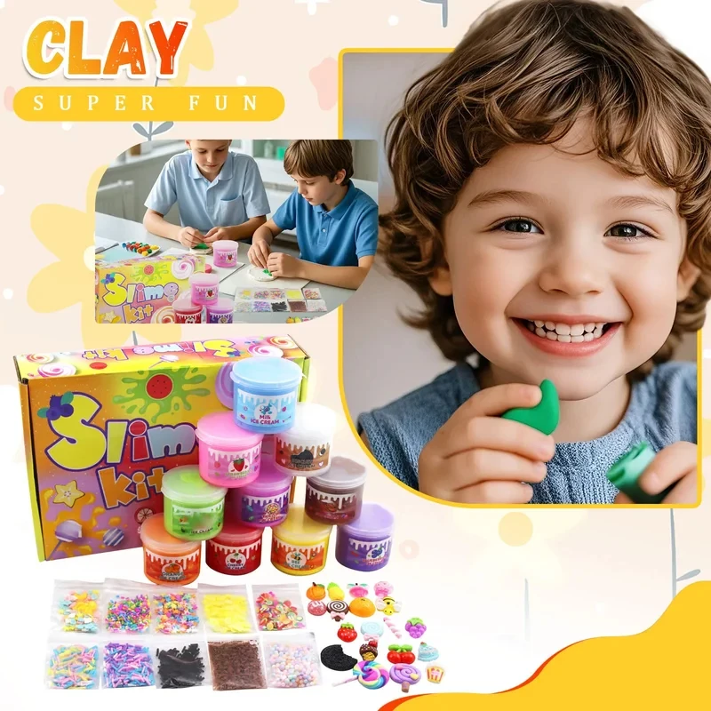 Kit DIY Crystal Soil Slime Stretchy Sensory Play Creative Craft Set Non Toxic Fun Party Favors Colorful Slime Supplies Art Toys