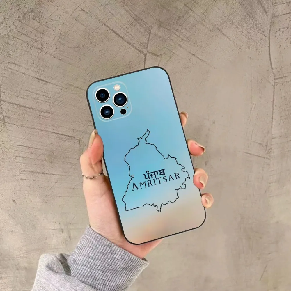 Painting Punjab Map Phone Case For iPhone 15,14,13,12,11,Plus,Pro Max,XS,X,XR,SE,Mini,8,7 Soft Silicone Black Cover image 6