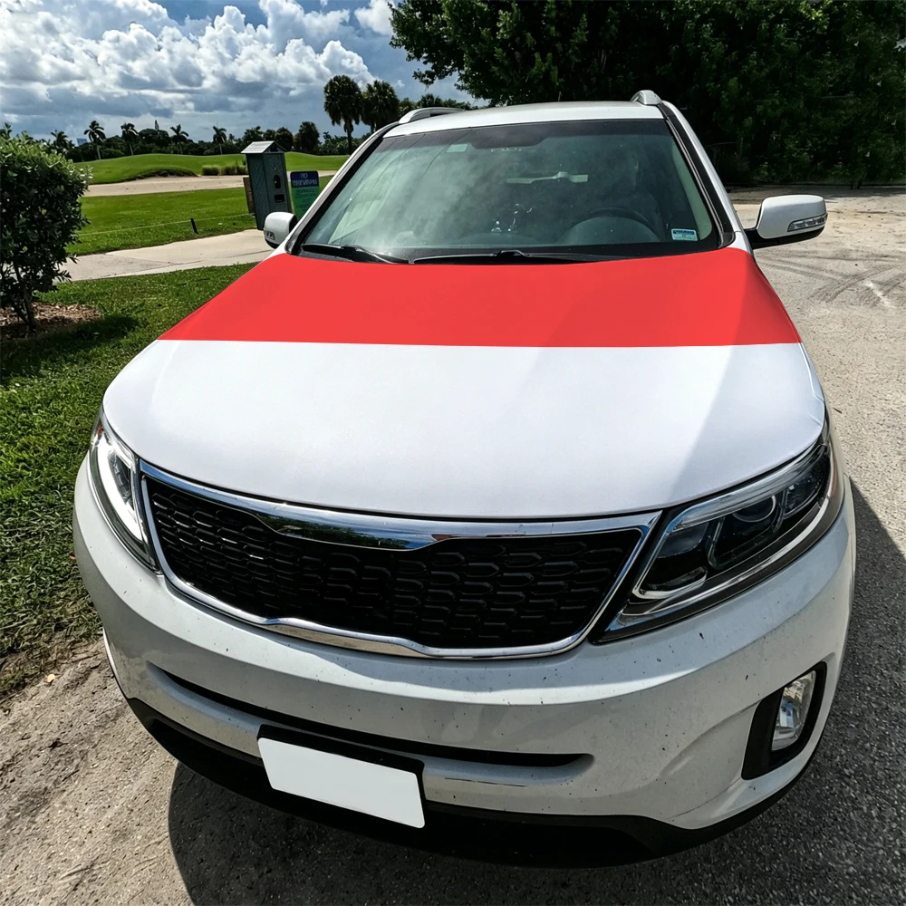 3.8x5.3ft Indonesia Car Hood Cover Flag Swiss Confederation Car Bonnet Banner Elastic Fabrics Windproof