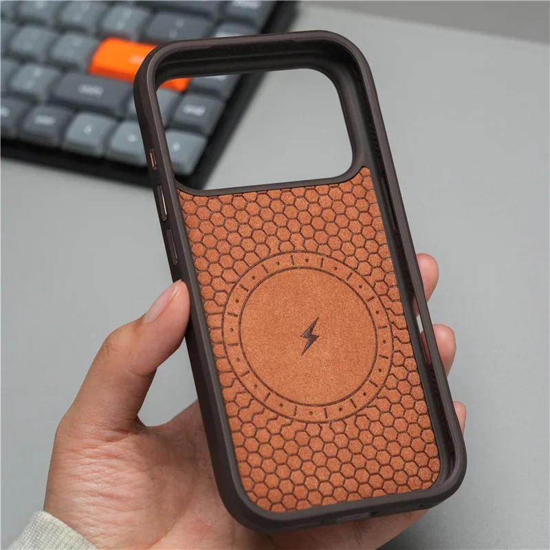 Oryginalne geometryczne etui z tkaniny technicznej z magnetycznym mocowaniem do iPhone 18 17 16 Pro 17Pro Max, kompatybilne z Magsafe, matowe, odporne na wstrząsy, twarde etui ochronne. — zdjęcie produktu 6