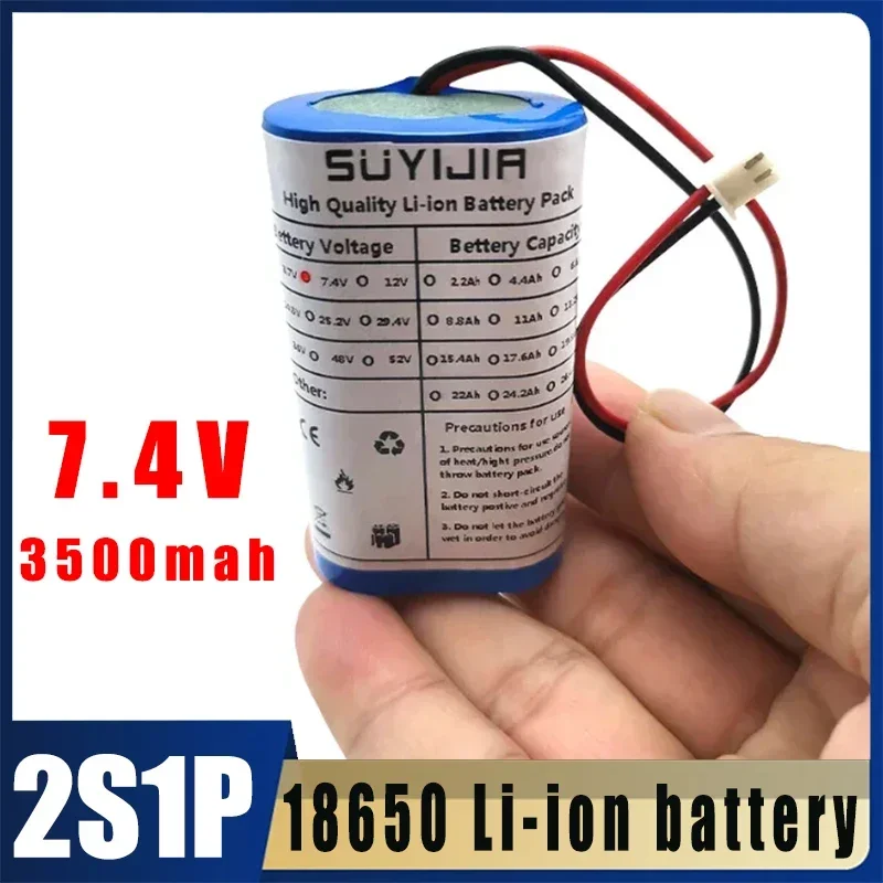 New 7.4V 3500mah 18650 Li-ion Battery 2S1P Backup Battery Pack W/ BMS for Electric Toys Water Bullet Gun RC Car Truck Boat Toys