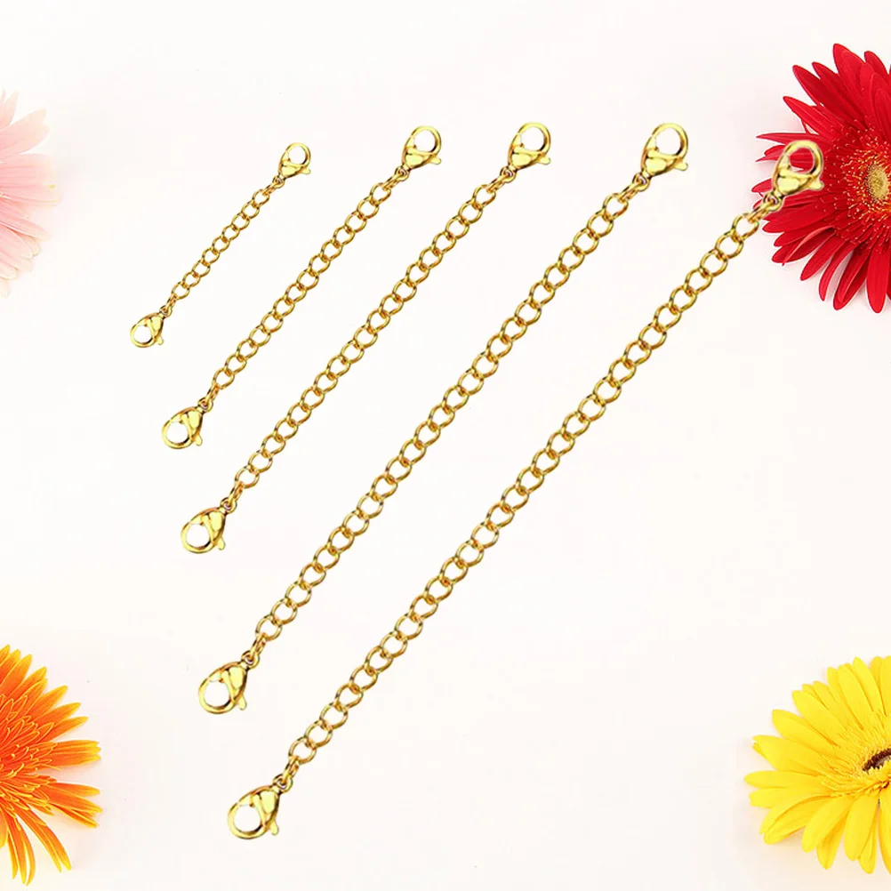 

5Pcs Stainless Steel Necklace Extender Chain Lobster Clasp Quick Connect DIY Jewelry Extension Sets 15cm 12cm 10cm 8cm 5cm