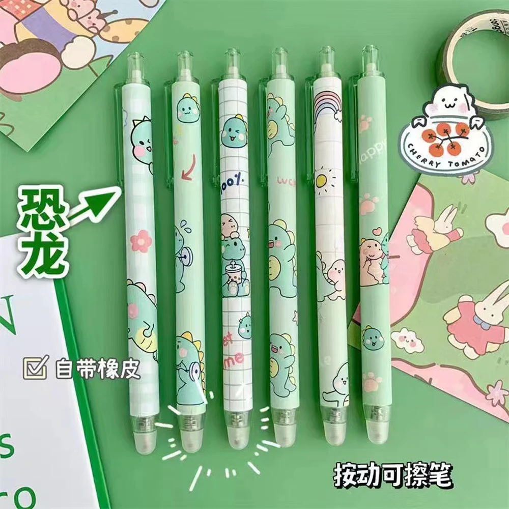 6Pcs Kawaii Erasable Gel Pen 0.5mm Refills Ballpoint Pens for Kids Writing Pen Cute Stationery School Office Writing Supplies