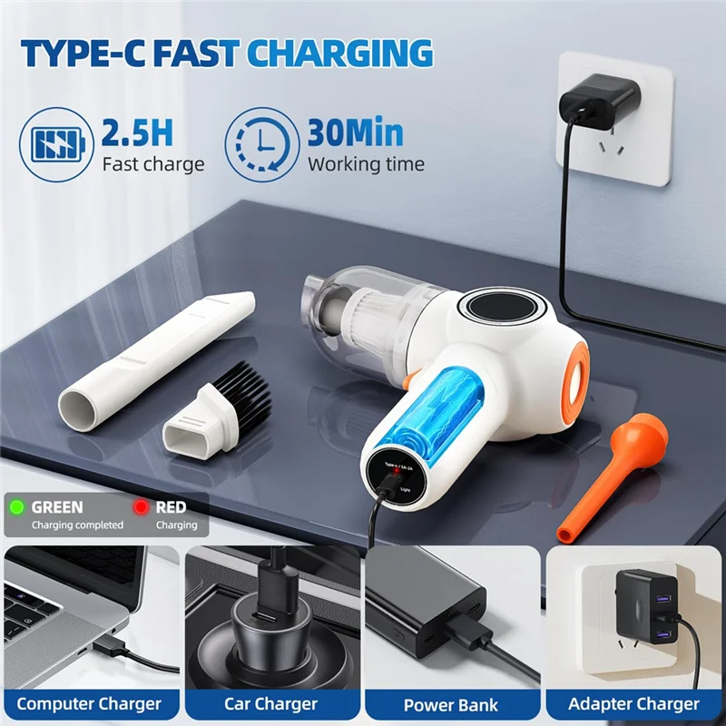 

FGGS-беспроводной ручной автомобильный пылесос, мощный мини-пылесос для удаления пыли и выдувания, прочный черный