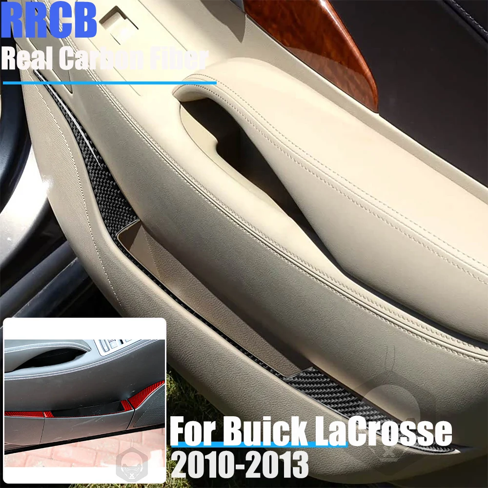 For Buick LaCrosse CX CXL CXS 2010 2011 2012 2013 Flexible Real Carbon Fiber 10-Piece Door Storage Panel Overlay Trim Set