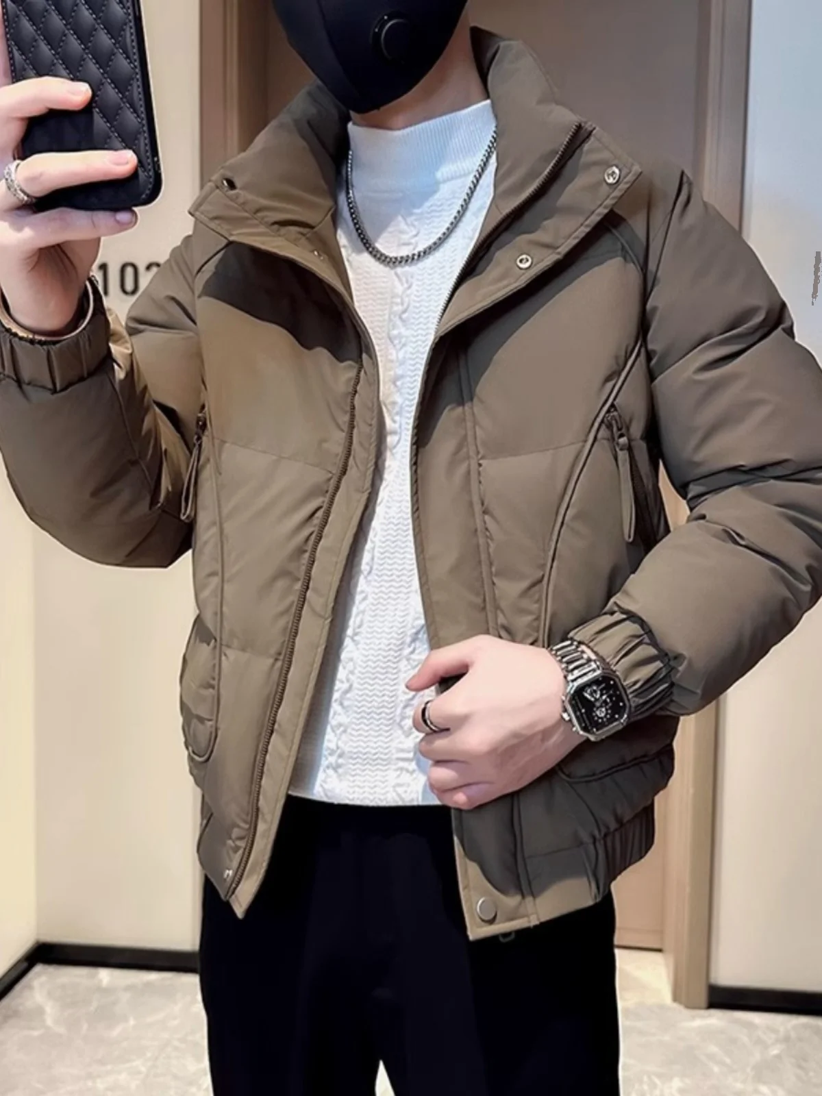 

Мужская зимняя рабочая одежда Thiened Cotton Jaet, мужская модная брендовая молодежная теплая повседневная одежда с застежкой-молнией...