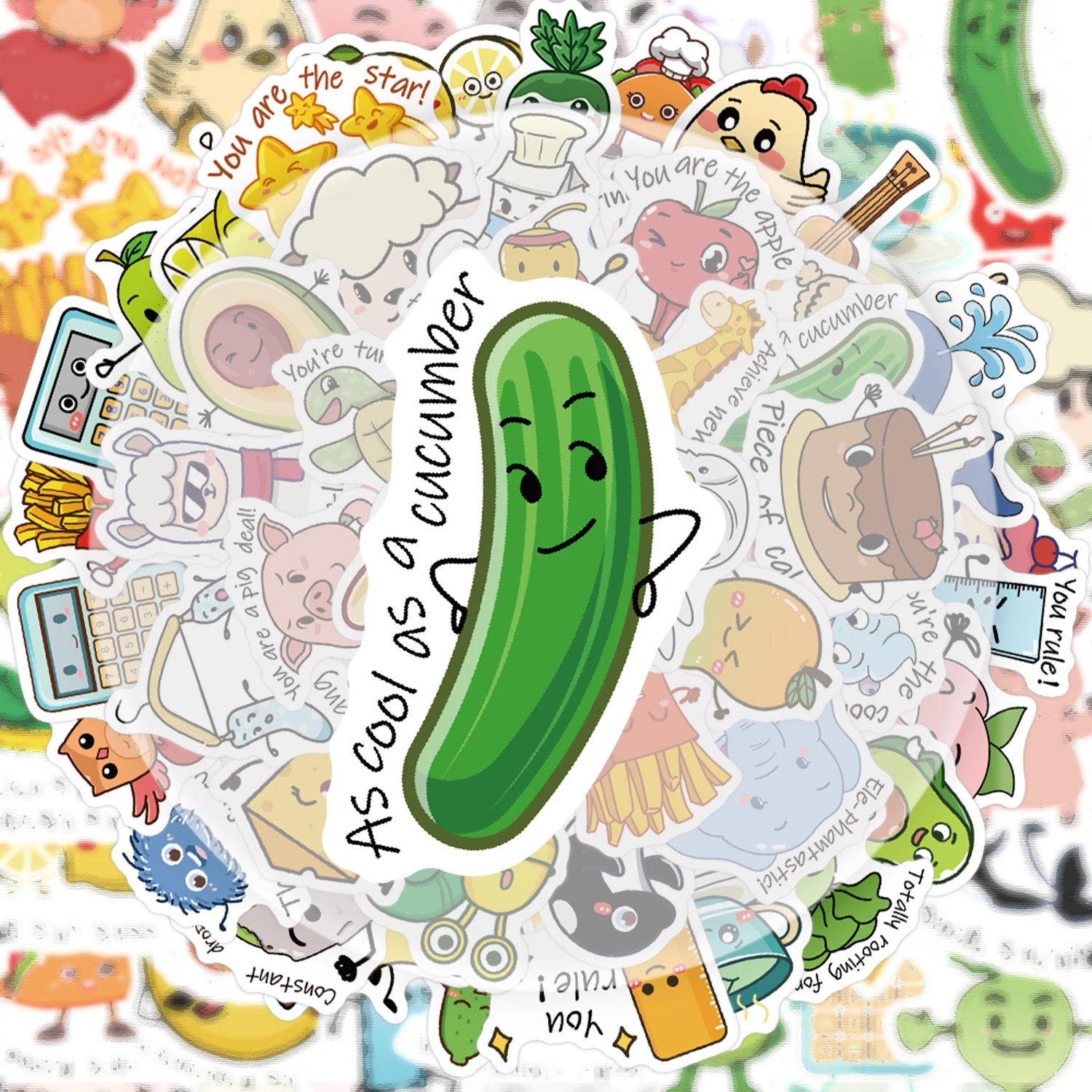 

50 домашних наклеек с животными, яркие наклейки, подходящие для бутылок с водой, ноутбуков, мобильных телефонов, чемоданов, скейтбордов, гитар, украшений для вечеринок