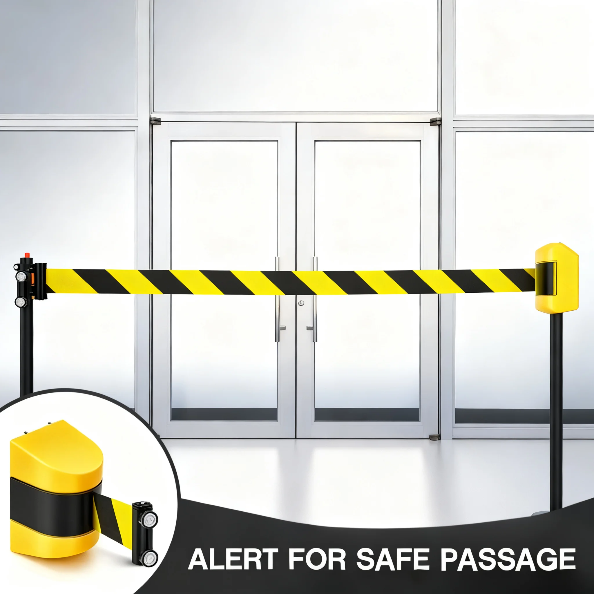 Bank Airport Retail Venue Wall‑Mounted Magnetic Retractable‑Belt Barrier 10M Striped Safety Durable Isolation Crowd‑Control Que