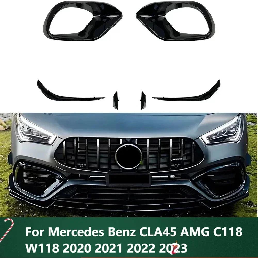 New！For Mercedes Benz CLA45 AMG C118 W118 2020 2021 2022 2023 Front Bumper Spoiler Front Lip Blade Lower Grille