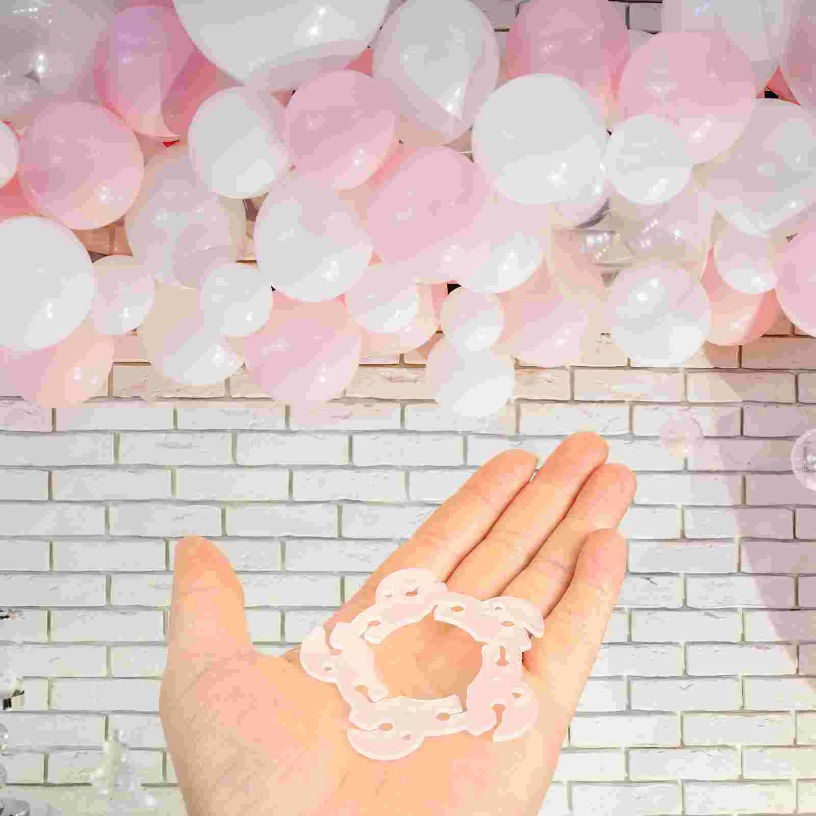 100 Pcs Balloon Column Accessories Baby White Clips Plastic Bouquets Tie off Rings Buckles Arch Folders Fixing Connectors Party