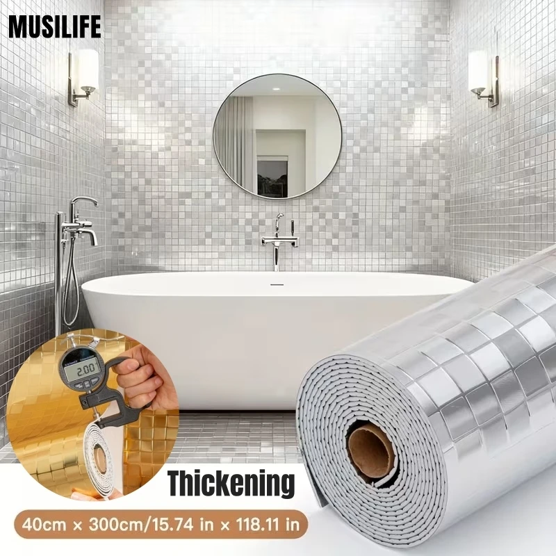 

Luxe Gold Square Peel and Stick Wallpaper Decor Film Self-Adhesive PVC Foam Waterproof Wall Stickers for Living Room Renovation