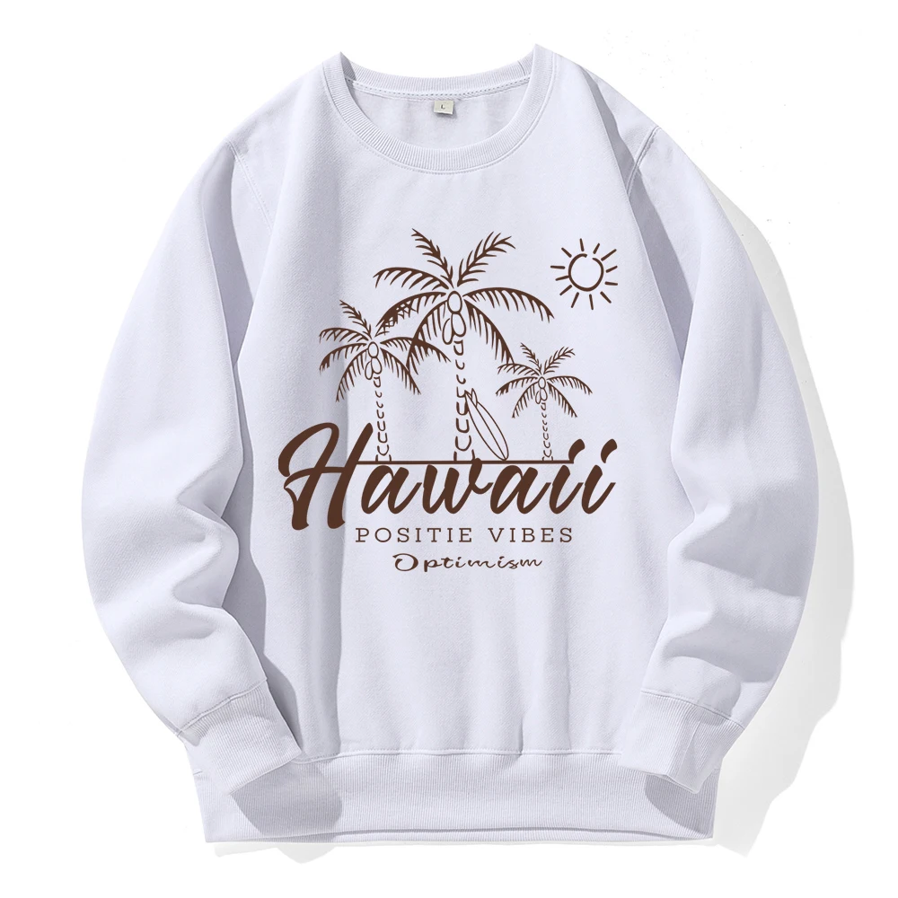 

Hawaii Positie Vibes Coconut Tree Beach Man Hooded Fashion Novelty Sportswear Classic Trend Sports Hoody Retro Casual Sweatshirt