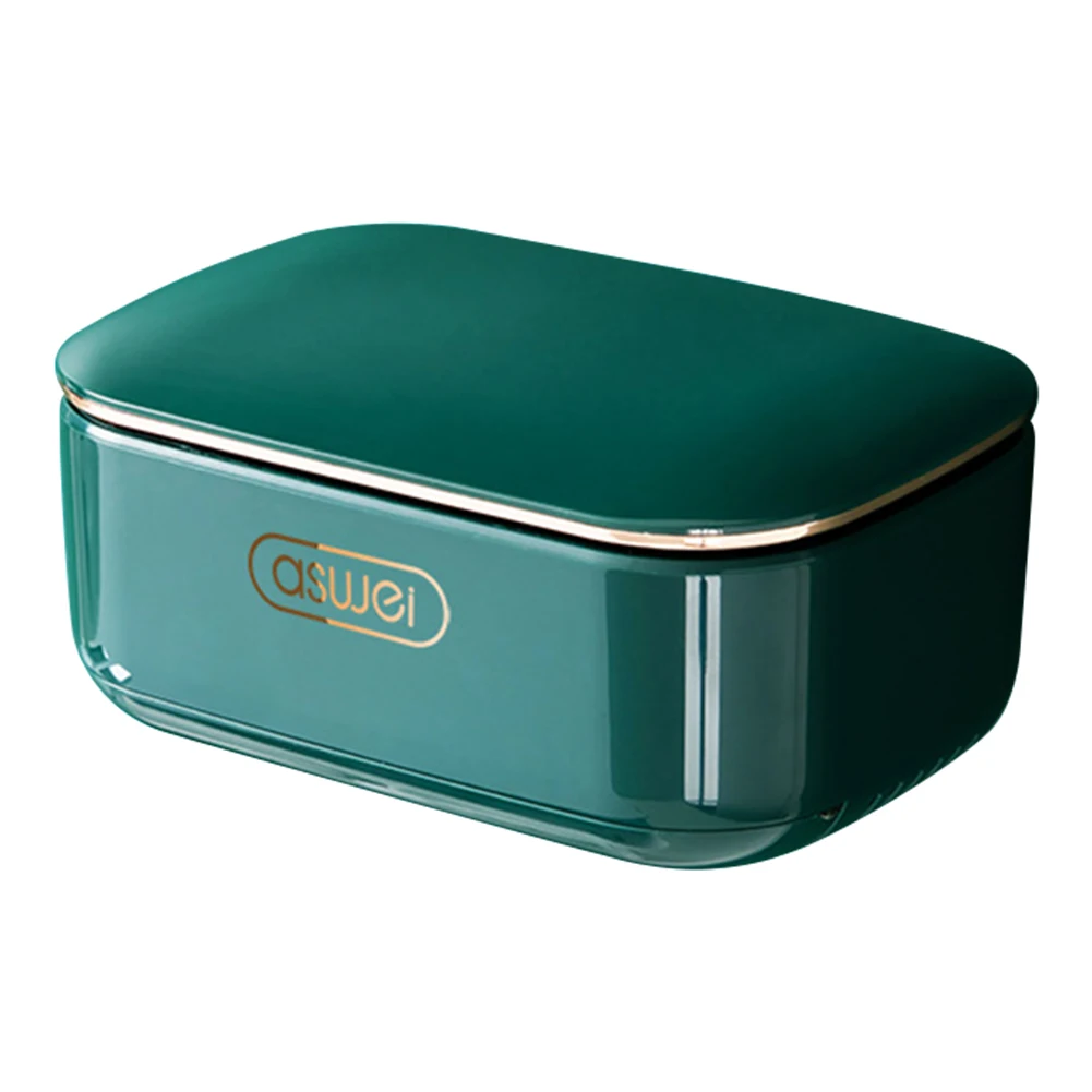 Bar Soap Holder Wall Mounted Soap Dish with Drain Tray and Cover Waterproof Soap Box Double Layer Dustproof Bathroom Accessories