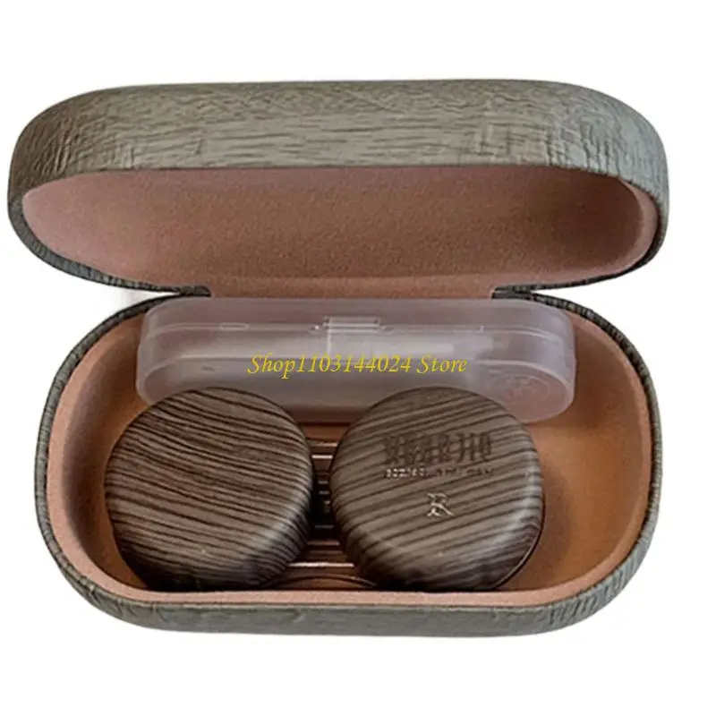 N5KE Practical PU Leather Eyewear Organizers Contacts Lens Case with Wearing Tool And Tweezers For Convenient Travel Eye Care