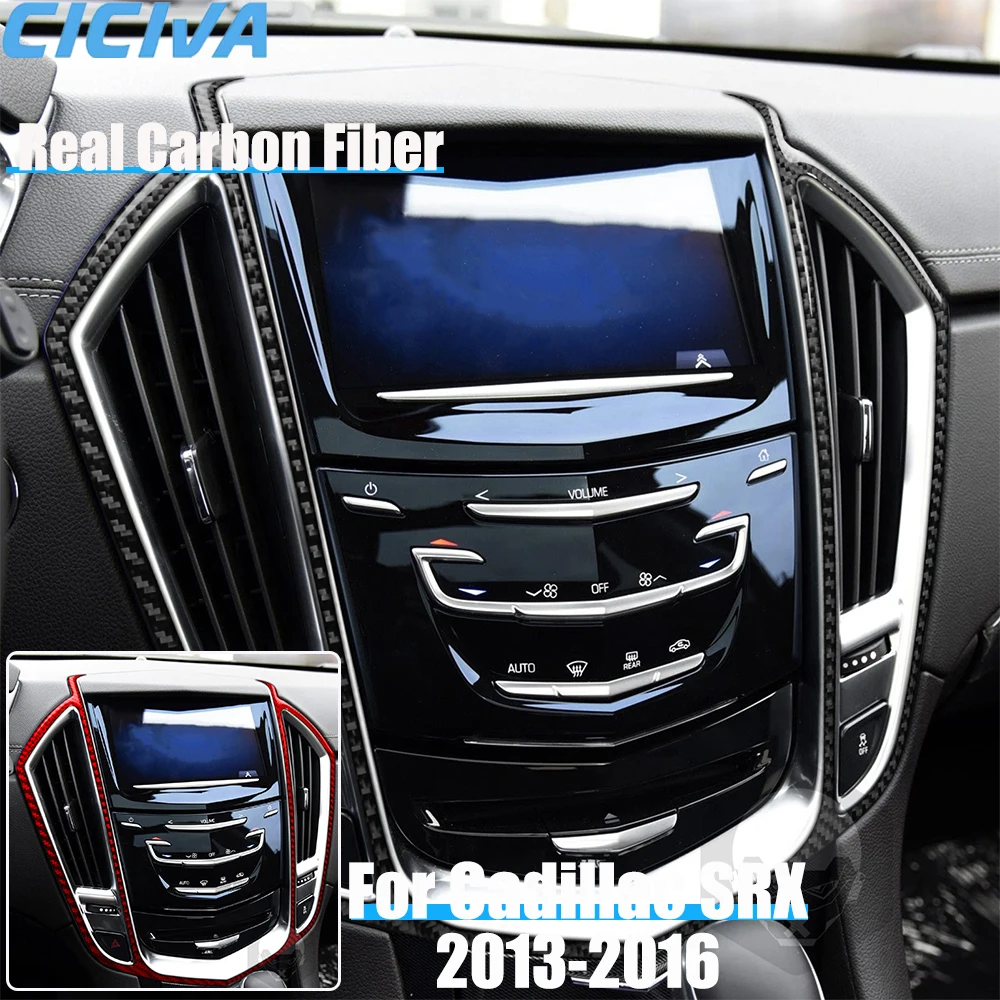 

Real Carbon Fiber Car Accessories Center Air Vent Frame Decorative Cover Soft Sticker For CADILLAC SRX 2013 2014 2015 2016