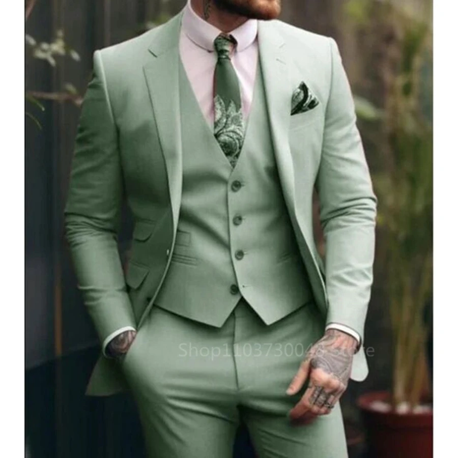 Formal Wedding Suits for Mens Casual Business Suit High-end Slim Fit Party Prom Suit 3 Pcs Set Groom Tuxedos (Jacket+Vest+Pants)