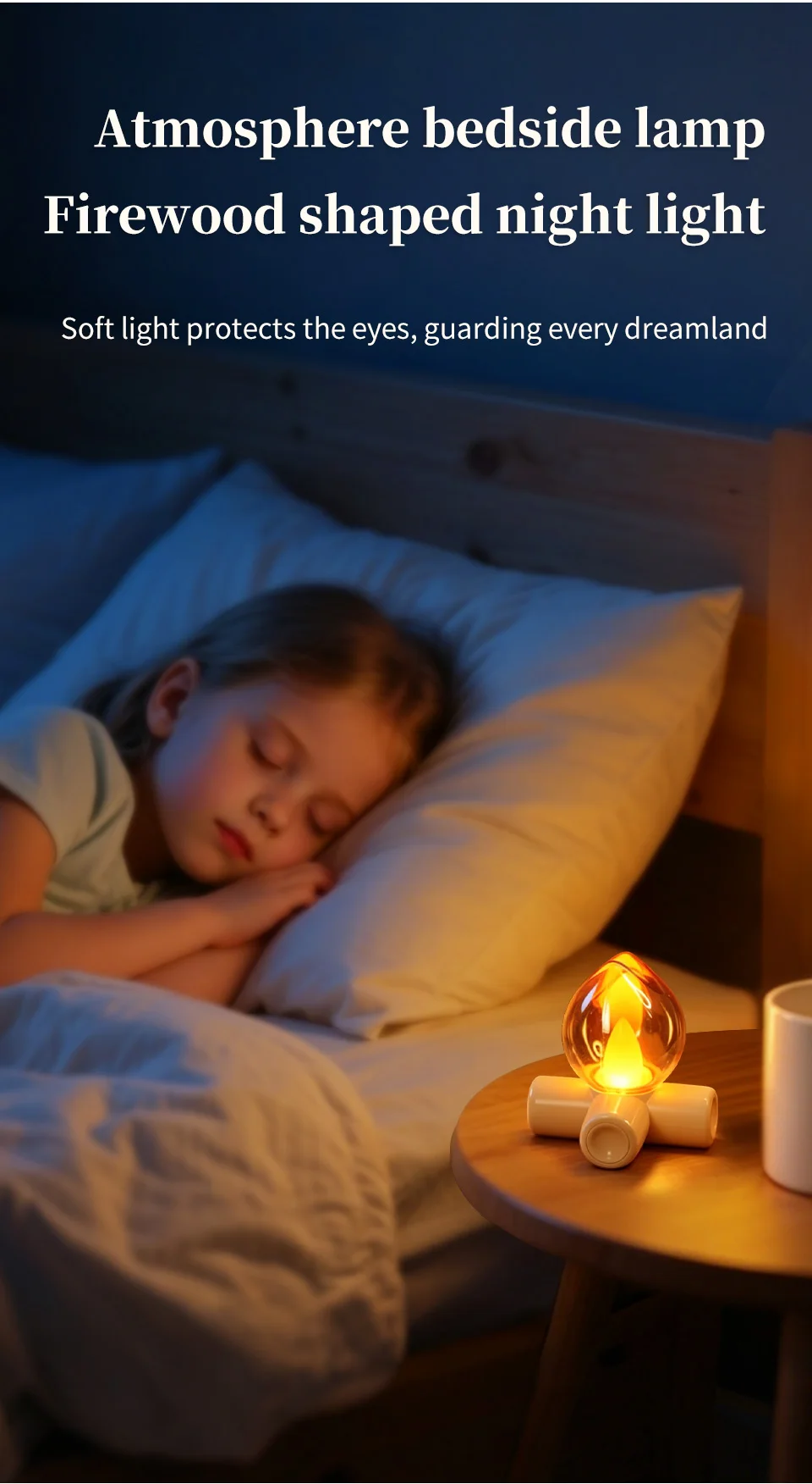 Mini Campfire Simulation Flame Night Light USB Rechargeable Table Lamp LED Candle Lamp Bedroom Decor Atmosphere Lamp Gift