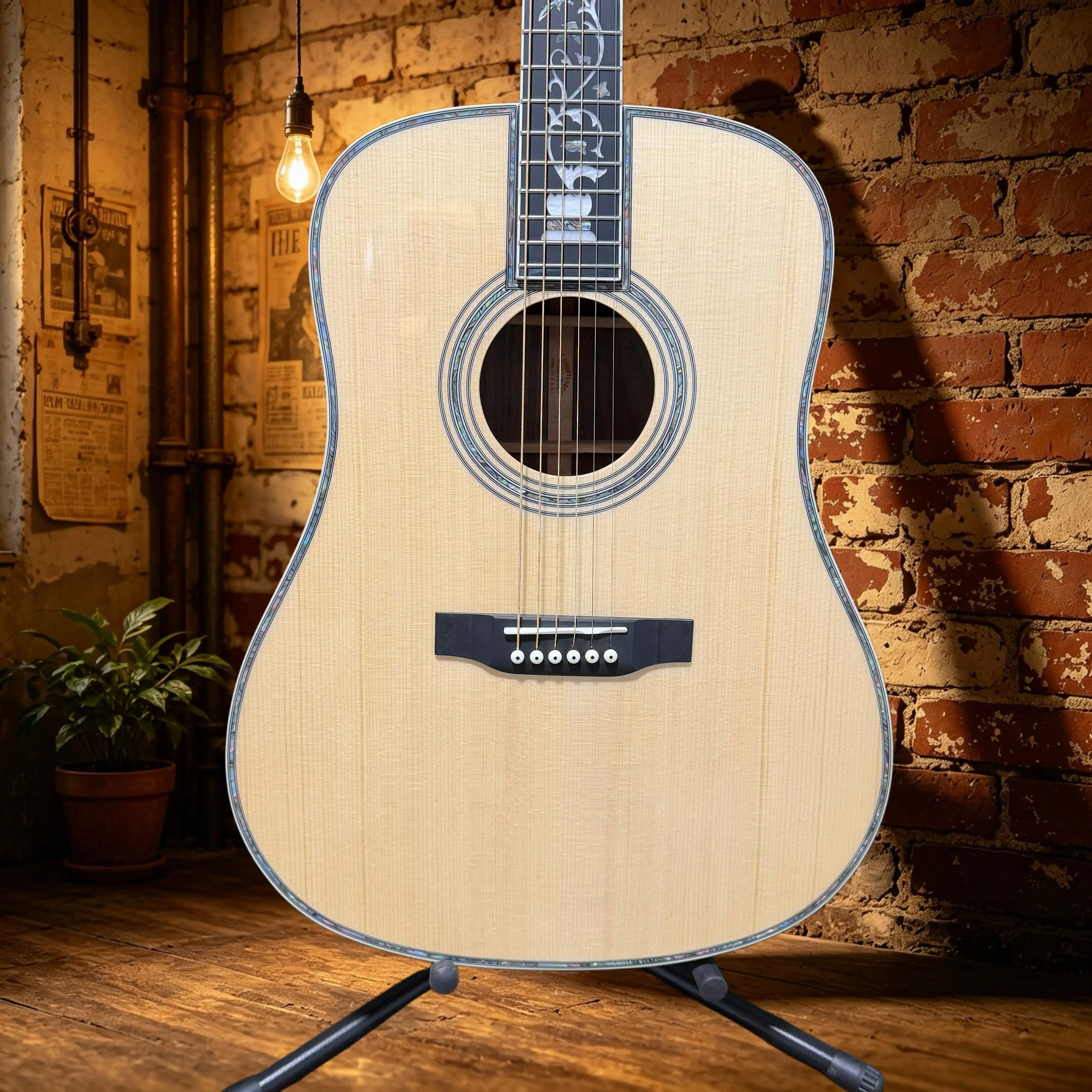 Acoustic Guitar D45 Barrel Vine Inlay Rose Wood Back Side 41 Inch Ebony Fingerboard High End Manbei Collection