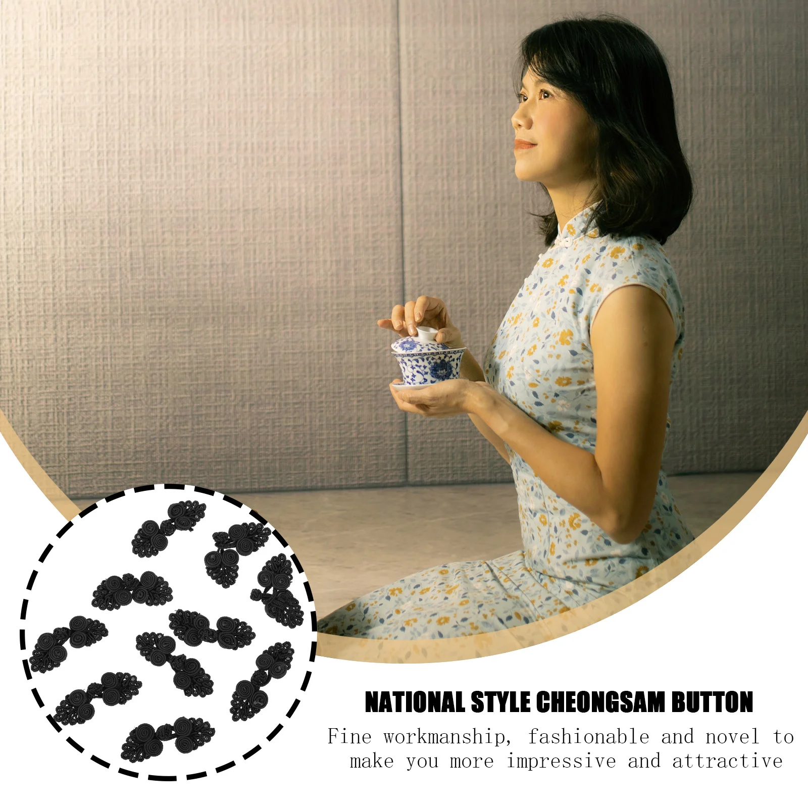 

10Pcs Cheongsam Closure Buttons Chinese Knot Decorative Sewing Fasteners Clothes Accessories Traditional Design
