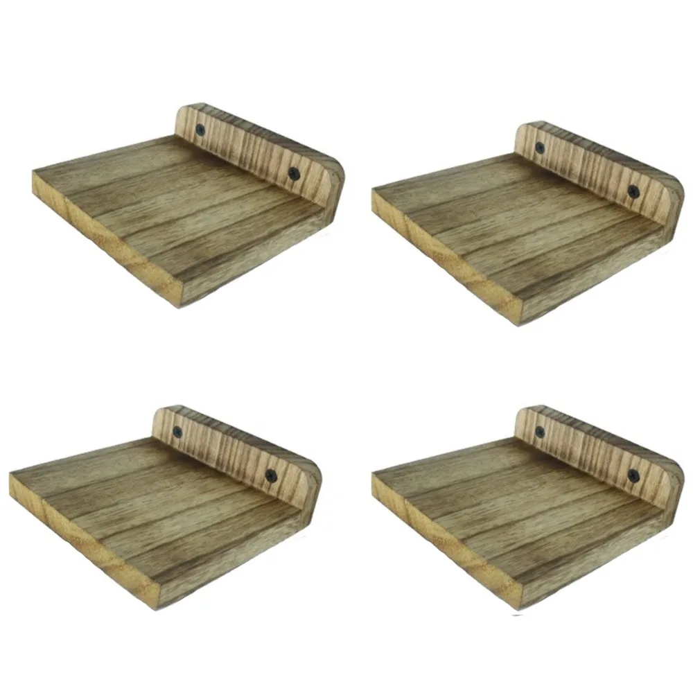 4PCS Durable Wood Small Floating Shelves Simple Decorative Wall Mounted Shelves Plant Display Rack Rustic Flower Racks Office