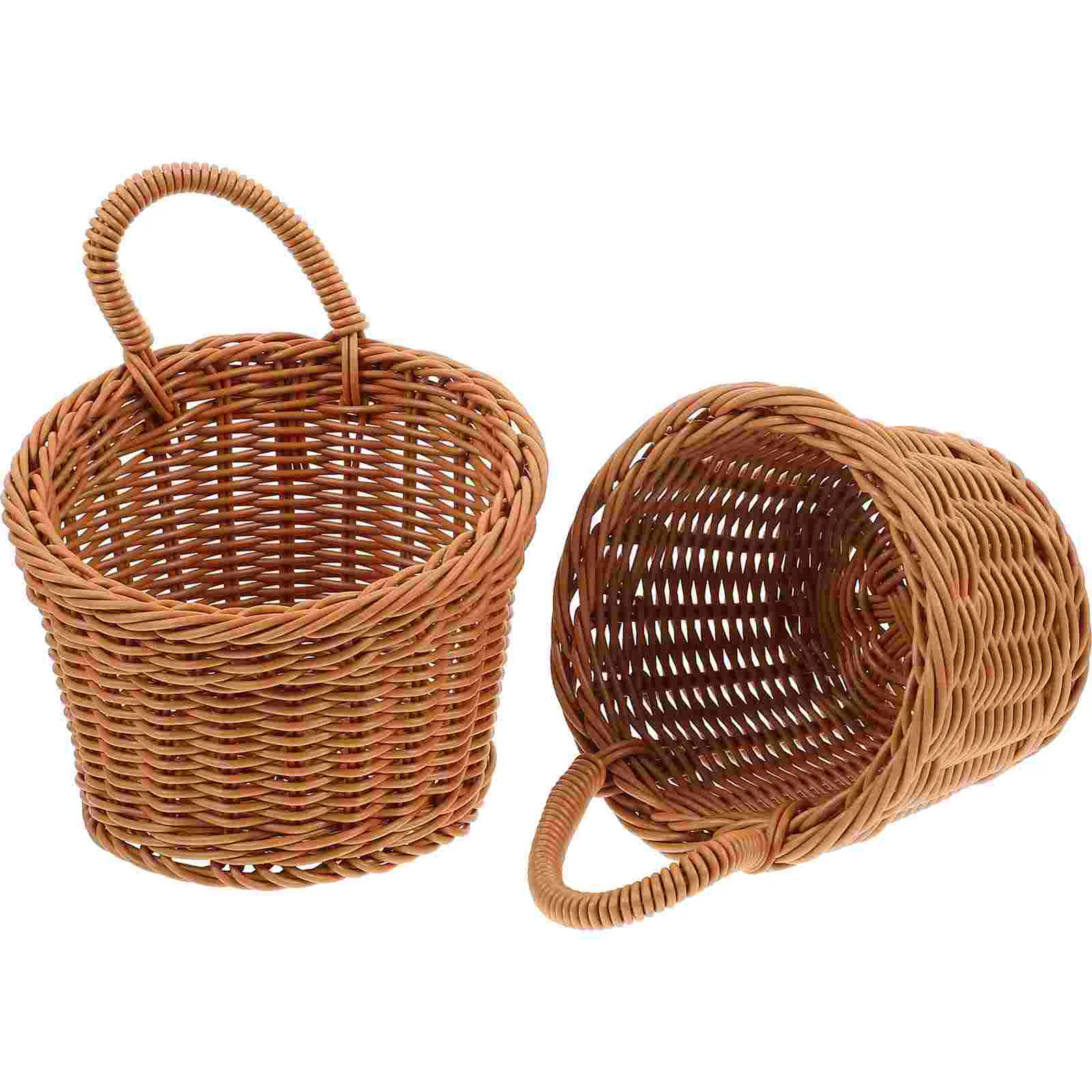 

2 Pcs Wall Hanging Storage Basket Flower Small Woven Kitchen Holder Vegetable Ginger Garlic