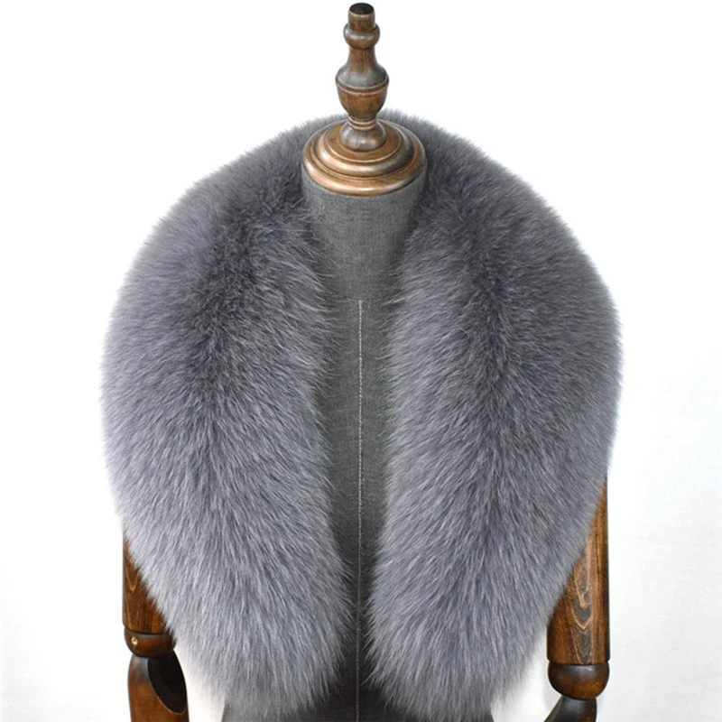 100% Natural Real Fox Fur Collar For Women Men Coat Jacket Fur Scarf