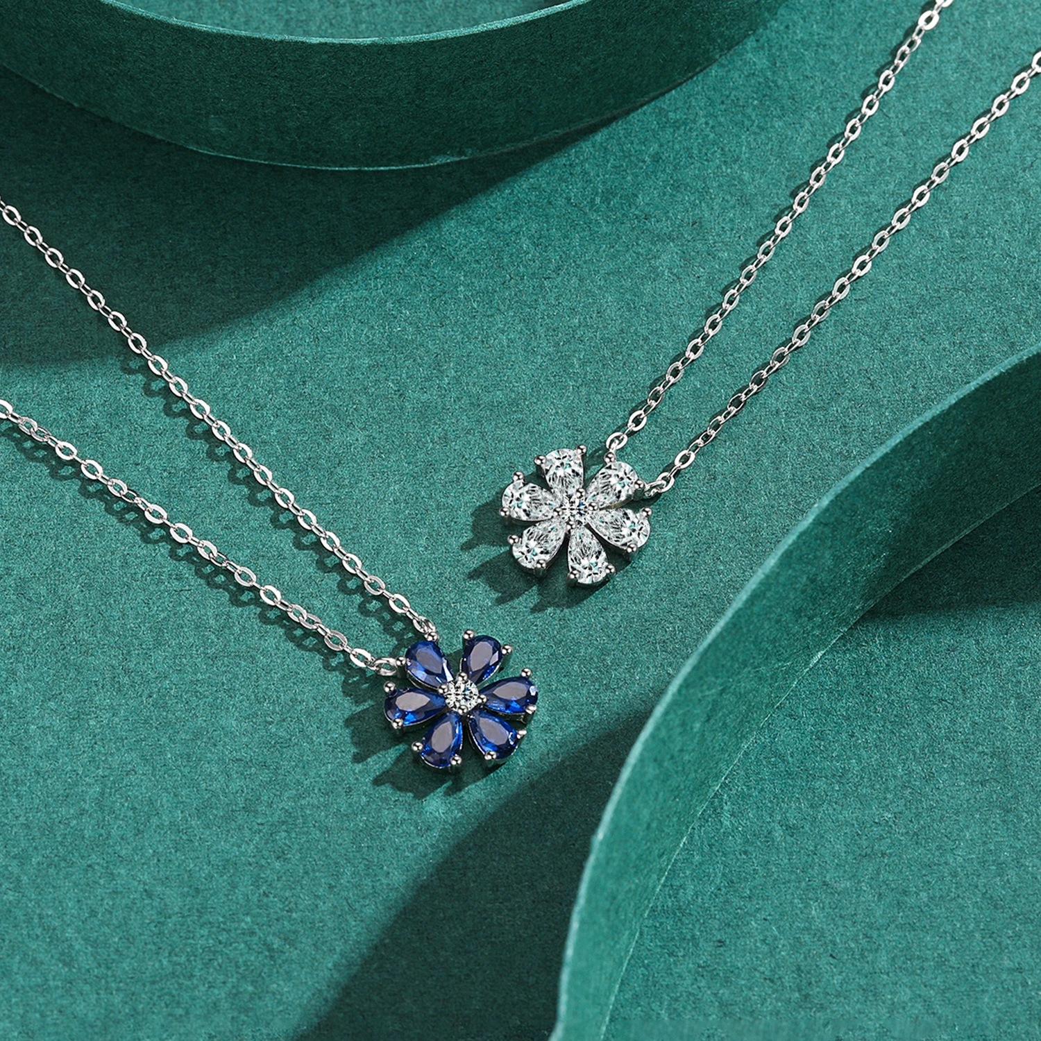 MODIAN 925 Sterling Silver Sparkling Lucky Flower Pendant Necklace for Women Luxury Drop Zirconia Female Wedding Fine Jewelry