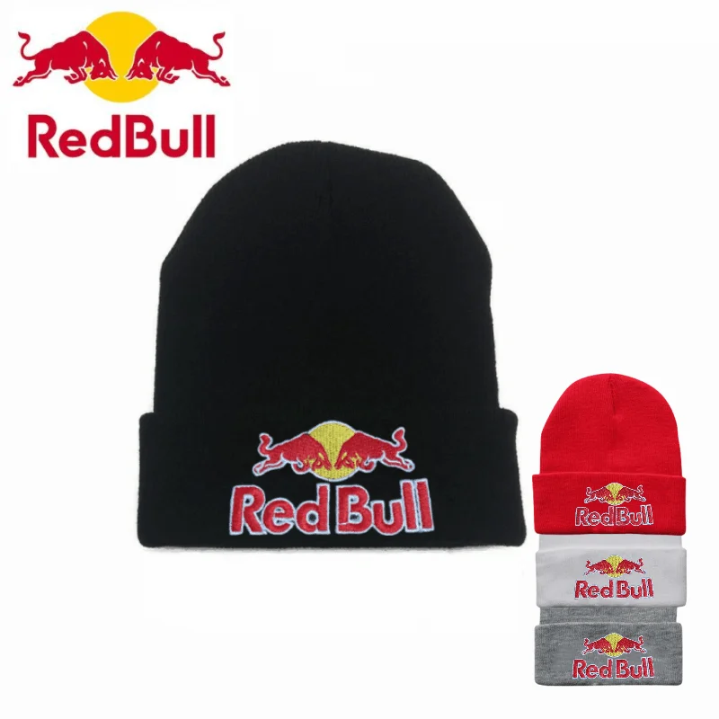 4 Colors Red Bull Beanie Hat Men's and Women's Autumn/Winter Street Trendy Headwear Elastic Soft Red Bull Sports Hat