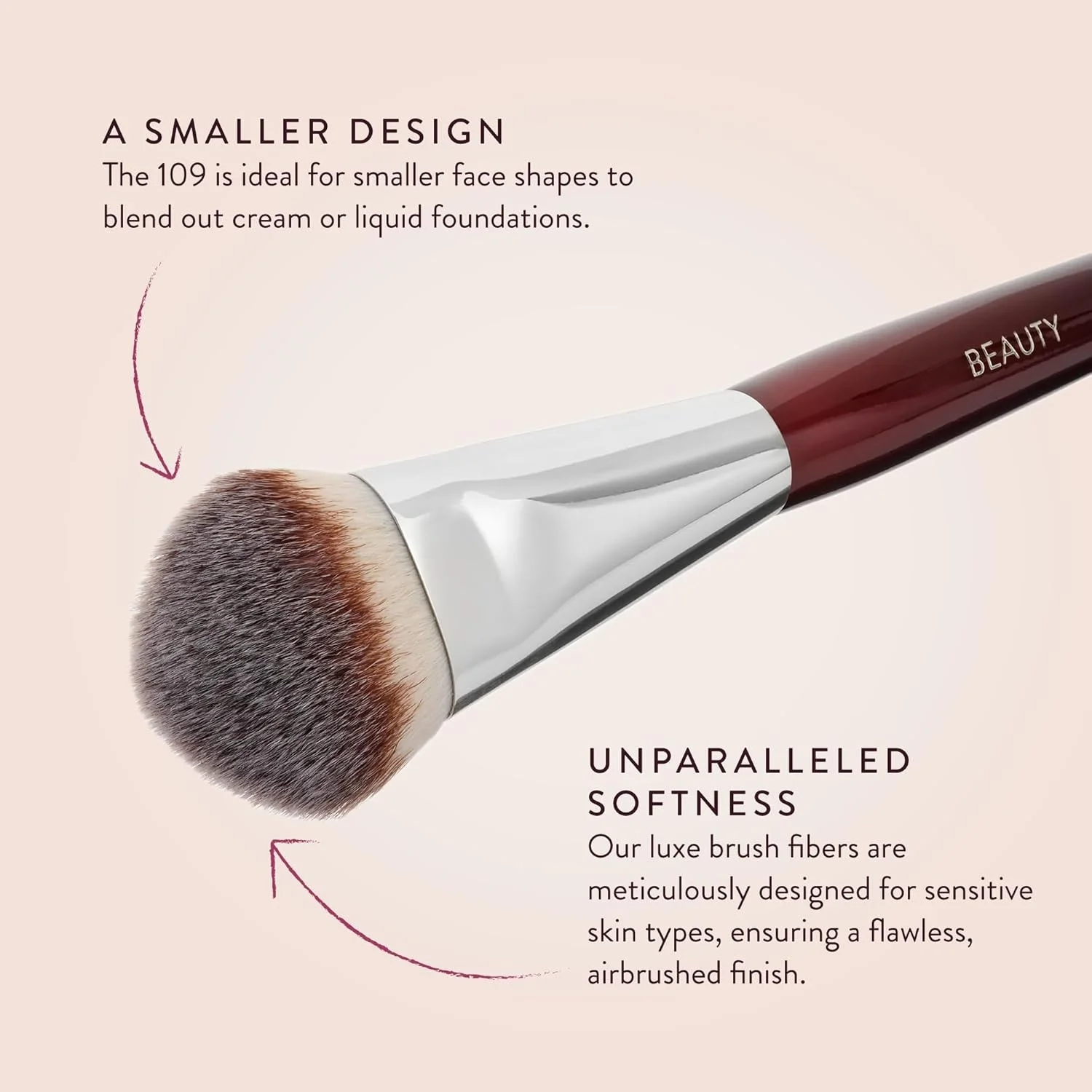 Mini CONTOURED FOUNDATION Brush 109 Make-upborstel Gezichtsborstel voor vloeibare of crème Foundations Bronzer Blush Highlighter