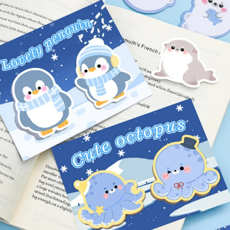 60pcs/lot Kawaii Penguin Octopus Animal Memo Pad Cute N Times Stationery Label Notepad Bookmark Post School Supplies