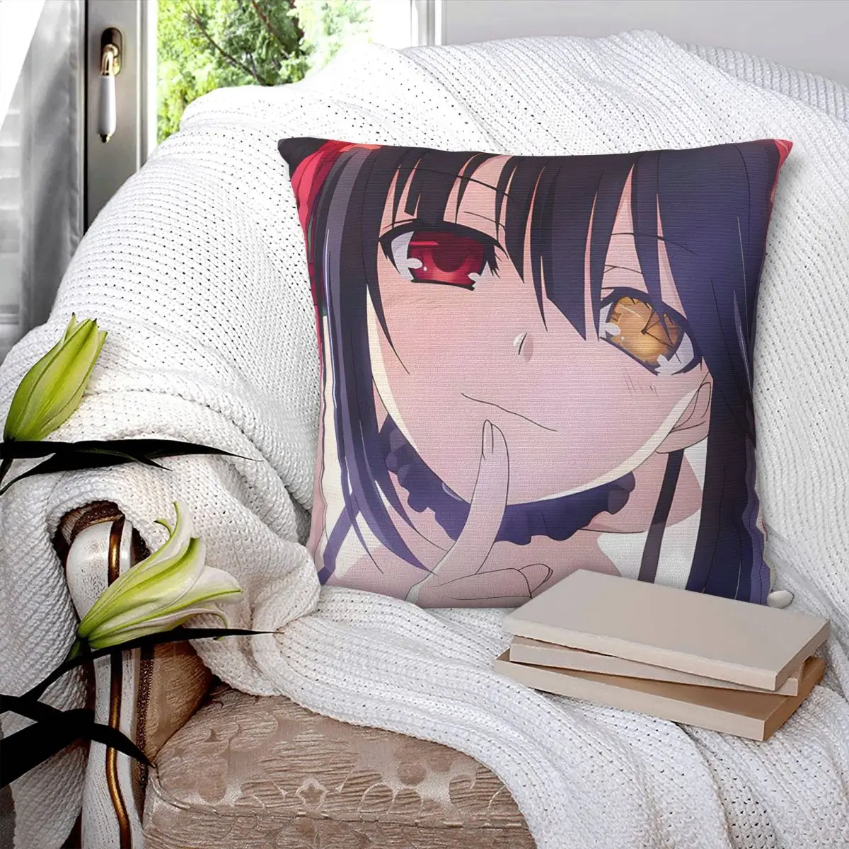 

Tokisaki Kurumi Date A Live Anime Square Pillowcase Cushion Cover Pillow Case Throw Pillow Cover for Home Bedroom Car