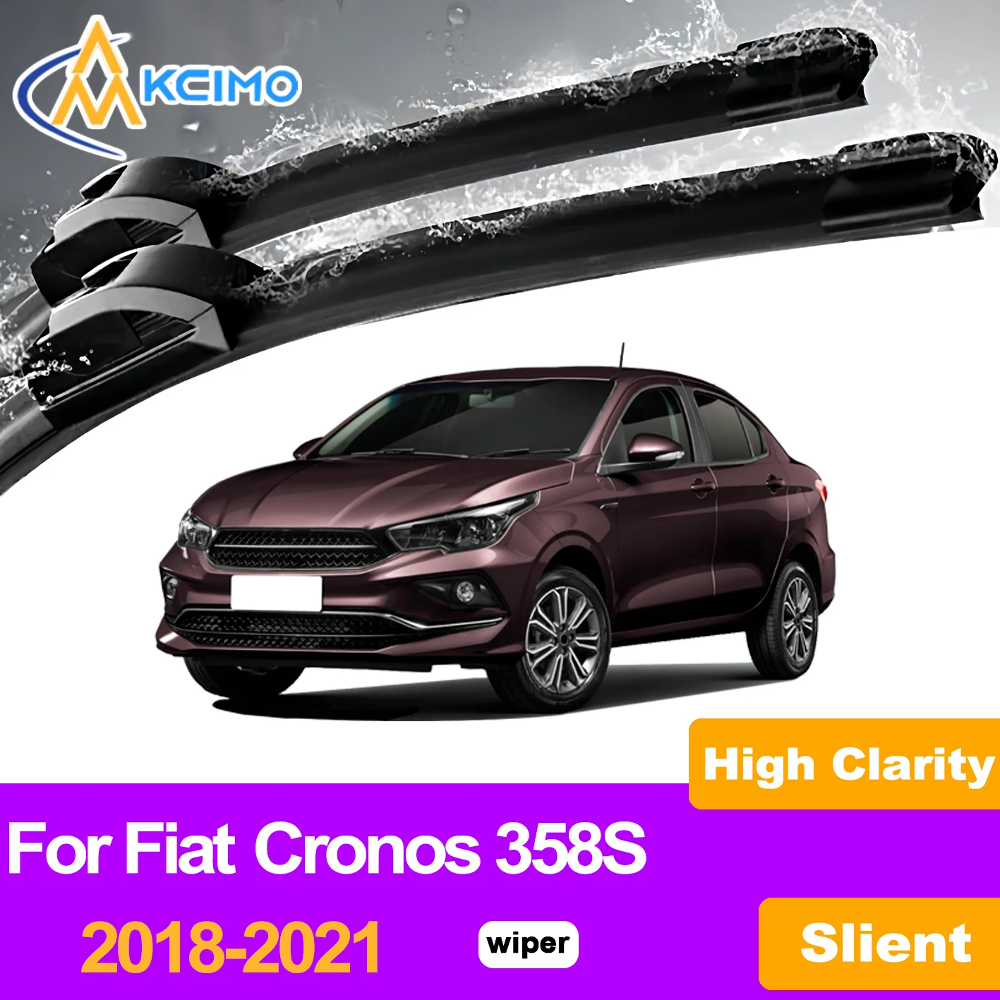 

KCIMO 2PCS Front Windshield Wiper Blades For Fiat Cronos 358S 2018-2021, Rubber Perfect Fit & Easy Installation Car Accessories