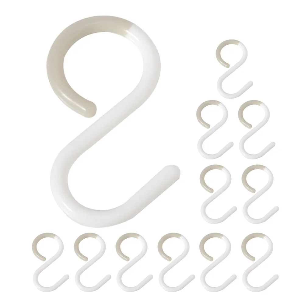 

12 Pcs Hook up Coat Hanging Holder Closet Plastic Hooks Crossbar Hanger Clothes Keys White For